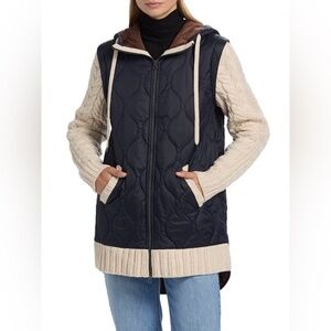 Veronica Beard Barrows Knit-Sleeve Quilted Jacket